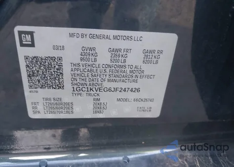 2018 Chevrolet Silverado 2500Hd Lt из США, поврежденный, VIN 1GC1KVEG6JF247426